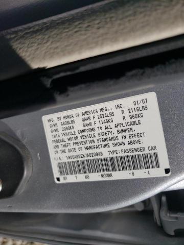 Photo 10 from auction – 2007 ACURA TL with VIN 19UUA662X7A020949