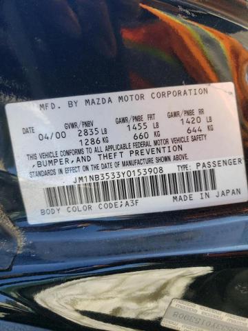 Photo 10 from auction – 2000 MAZDA MX-5 MIATA with VIN JM1NB3533Y0153908