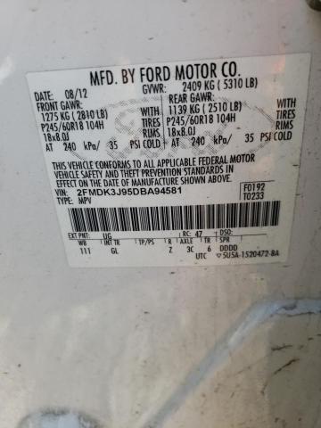Photo 10 from auction – 2013 FORD EDGE SEL with VIN 2FMDK3J95DBA94581