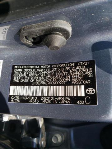 Photo 10 from auction – 2022 TOYOTA COROLLA LE with VIN JTDEPMAE7NJ200927
