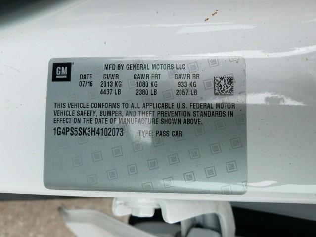 Photo 10 from auction – 2017 BUICK VERANO with VIN 1G4PS5SK3H4102073