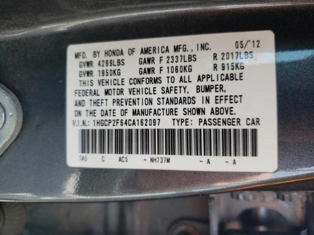 Photo 10 from auction – 2012 HONDA ACCORD SE with VIN 1HGCP2F64CA162097