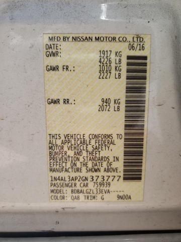 Photo 10 from auction – 2016 NISSAN ALTIMA 2.5 with VIN 1N4AL3AP2GN373777