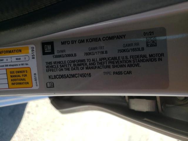 Photo 10 from auction – 2021 CHEVROLET SPARK 1LT with VIN KL8CD6SA2MC745016