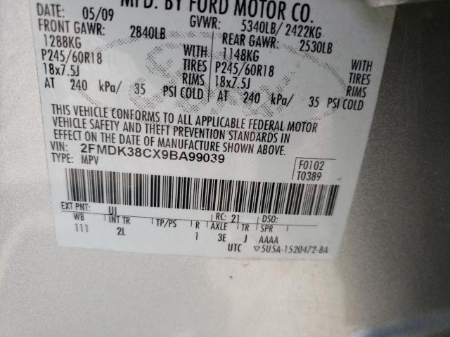 Photo 10 from auction – 2009 FORD EDGE SEL with VIN 2FMDK38CX9BA99039
