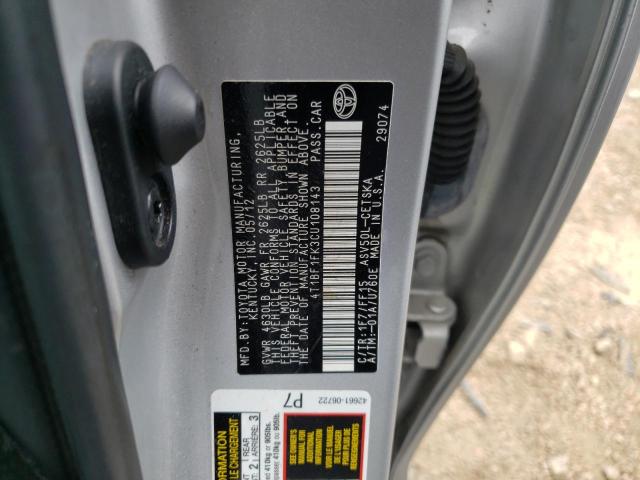 Photo 10 from auction – 2012 TOYOTA CAMRY BASE with VIN 4T1BF1FK3CU108143