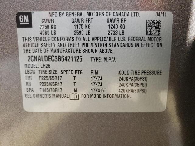 Photo 10 from auction – 2011 CHEVROLET EQUINOX LT with VIN 2CNALDEC5B6421126