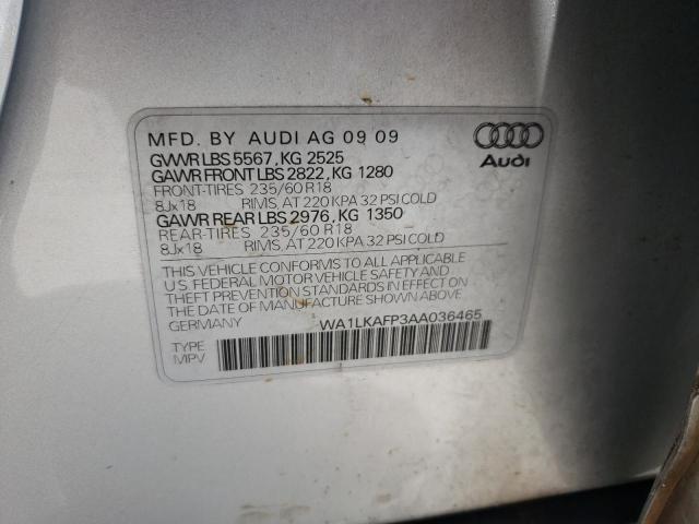 Photo 10 from auction – 2010 AUDI Q5 PREMIUM with VIN WA1LKAFP3AA036465
