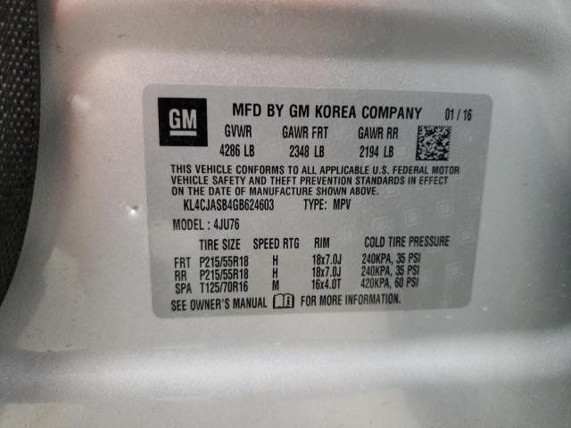 Photo 10 from auction – 2016 BUICK ENCORE with VIN KL4CJASB4GB624603