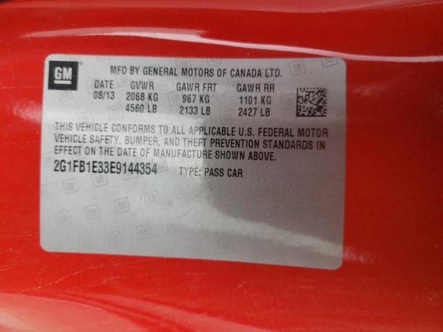 Photo 10 from auction – 2014 CHEVROLET CAMARO LT with VIN 2G1FB1E33E9144354