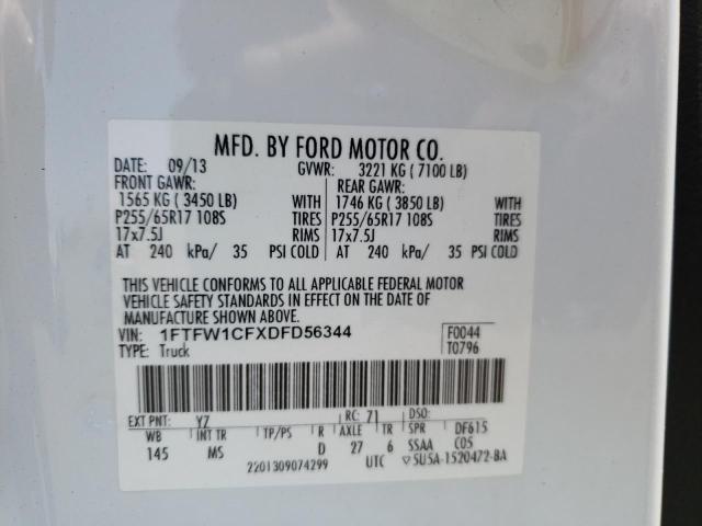 Photo 10 from auction – 2013 FORD F150 SUPER with VIN 1FTFW1CFXDFD56344