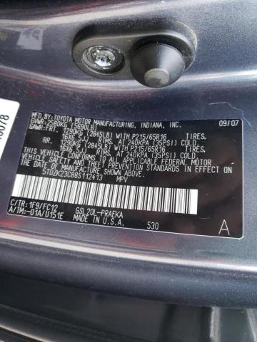 Photo 10 from auction – 2008 TOYOTA SIENNA CE with VIN 5TDZK23C88S112413