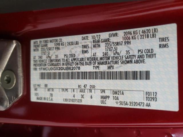 Photo 10 from auction – 2013 FORD ESCAPE SE with VIN 1FMCU0GX2DUB62078