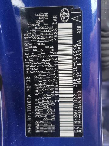 Photo 10 from auction – 2015 TOYOTA COROLLA L with VIN 2T1BURHE2FC411416