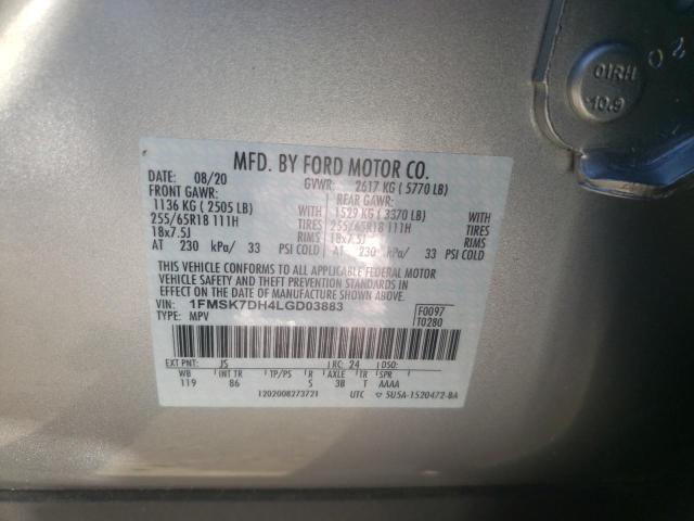 Photo 10 from auction – 2020 FORD EXPLORER X with VIN 1FMSK7DH4LGD03883