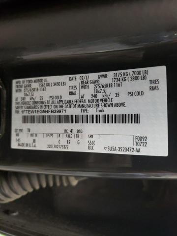 Photo 10 from auction – 2017 FORD F150 SUPER with VIN 1FTEW1EG5HFB39971