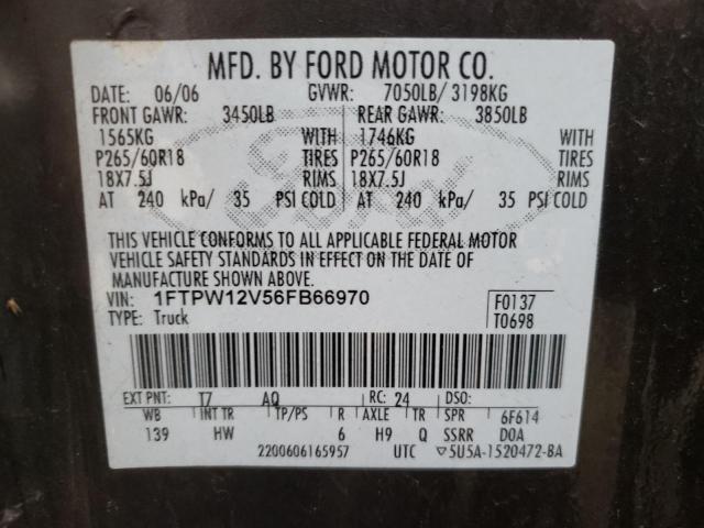 Photo 10 from auction – 2006 FORD F150 SUPER with VIN 1FTPW12V56FB66970