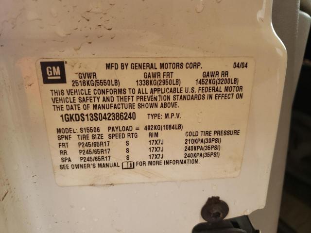 Photo 10 from auction – 2004 GMC ENVOY with VIN 1GKDS13S042386240
