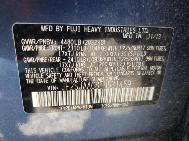Photo 10 from auction – 2014 SUBARU FORESTER 2 with VIN JF2SJAAC8EH531459