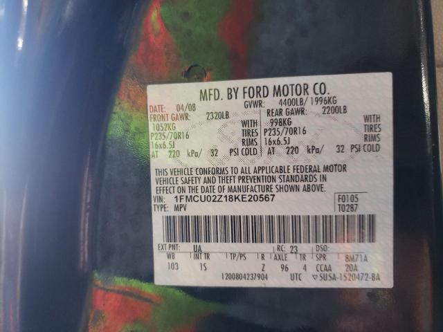 Photo 10 from auction – 2008 FORD ESCAPE XLS with VIN 1FMCU02Z18KE20567