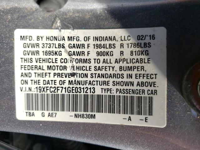 Photo 10 from auction – 2016 HONDA CIVIC EX with VIN 19XFC2F71GE031213