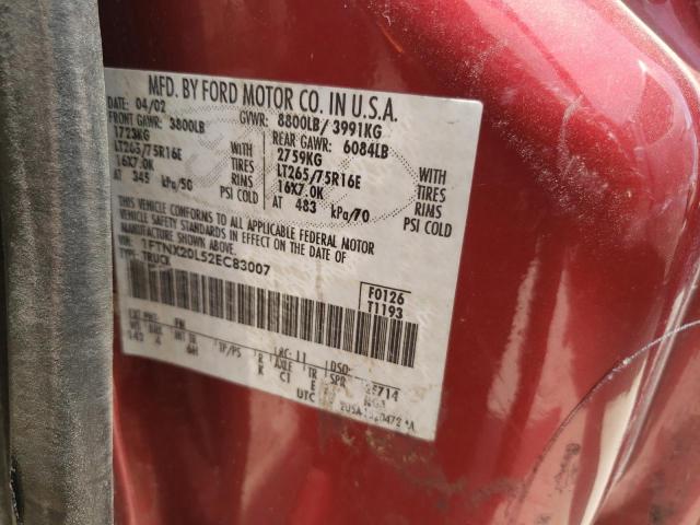 Photo 10 from auction – 2002 FORD F250 SUPER with VIN 1FTNX20L52EC83007