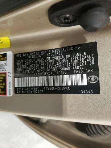Photo 10 from auction – 2010 TOYOTA CAMRY BASE with VIN 4T1BF3EK3AU040453