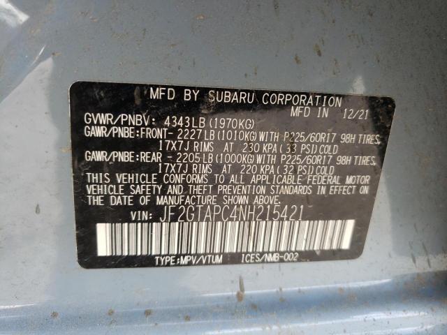 Photo 10 from auction – 2022 SUBARU CROSSTREK with VIN JF2GTAPC4NH215421