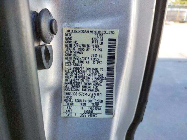 Photo 10 from auction – 2007 NISSAN FRONTIER K with VIN 1N6BD06T57C423581