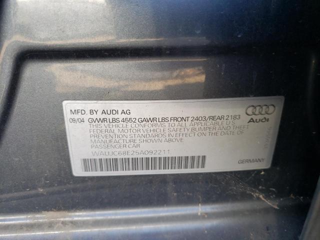 Photo 10 from auction – 2005 AUDI A4 1.8T with VIN WAUJC68E25A092211