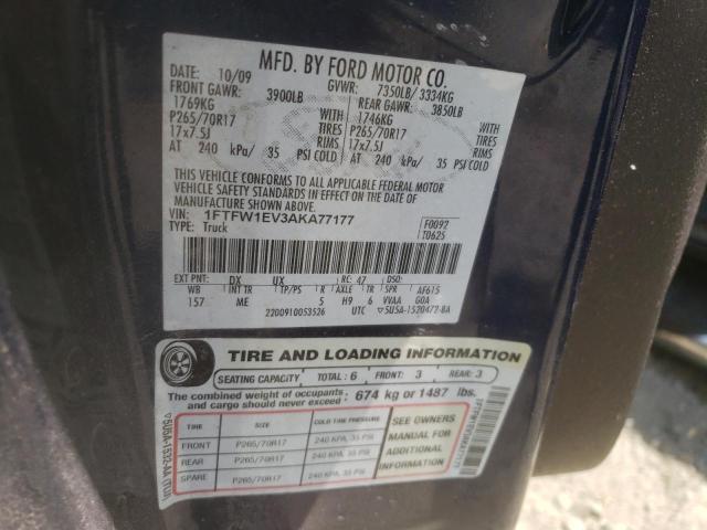Photo 10 from auction – 2010 FORD F150 SUPER with VIN 1FTFW1EV3AKA77177