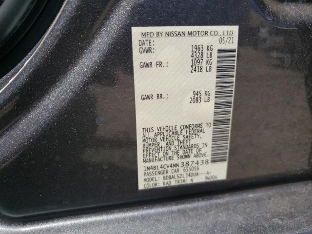Photo 10 from auction – 2021 NISSAN ALTIMA SR with VIN 1N4BL4CV4MN387438
