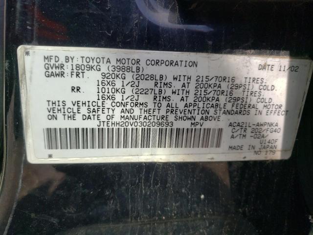 Photo 10 from auction – 2003 TOYOTA RAV4 with VIN JTEHH20V030209693