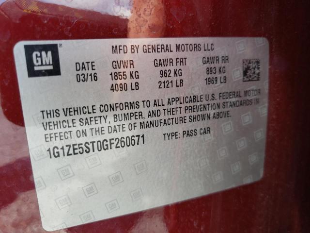 Photo 10 from auction – 2016 CHEVROLET MALIBU LT with VIN 1G1ZE5ST0GF260671