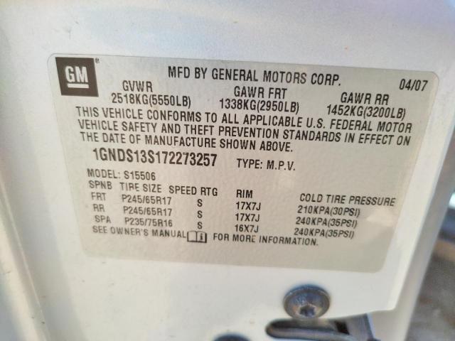 Photo 10 from auction – 2007 CHEVROLET TRAILBLAZE with VIN 1GNDS13S172273257