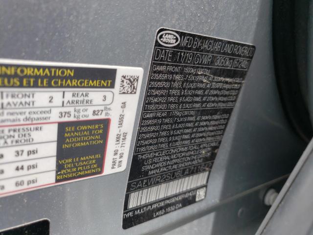 Photo 10 from auction – 2020 LAND ROVER RANGE ROVE with VIN SALWR2SU6LA711642