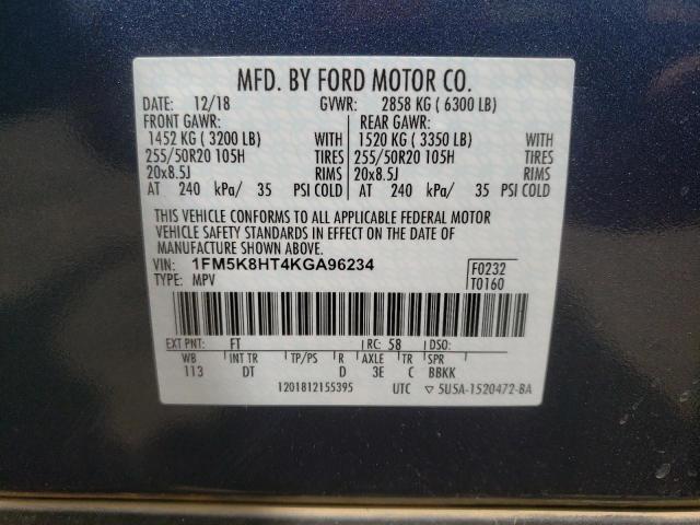 Photo 10 from auction – 2019 FORD EXPLORER P with VIN 1FM5K8HT4KGA96234