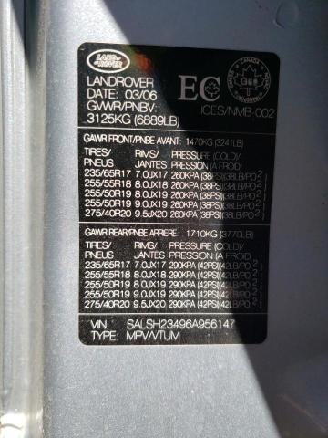 Photo 10 from auction – 2006 LAND ROVER RANGE ROVE with VIN SALSH23496A956147