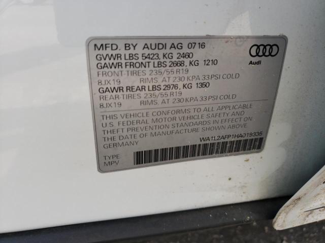 Photo 10 from auction – 2017 AUDI Q5 PREMIUM with VIN WA1L2AFP1HA019335