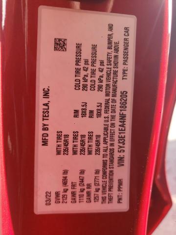Photo 10 from auction – 2022 TESLA MODEL 3 with VIN 5YJ3E1EA4NF186205