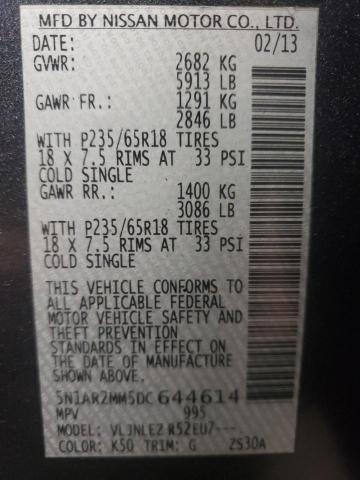 Photo 10 from auction – 2013 NISSAN PATHFINDER with VIN 5N1AR2MM5DC644614