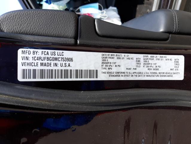 Photo 10 from auction – 2021 JEEP GRAND CHER with VIN 1C4RJFBG0MC753906