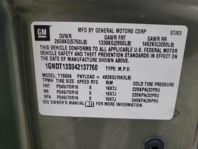 Photo 10 from auction – 2004 CHEVROLET TRAILBLAZE with VIN 1GNDT13S942137760