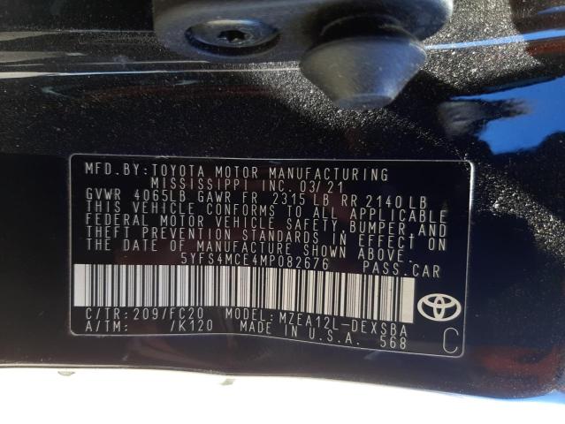 Photo 10 from auction – 2021 TOYOTA COROLLA SE with VIN 5YFS4MCE4MP082676