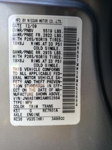 Photo 10 from auction – 2010 INFINITI FX35 with VIN JN8AS1MW2AM852884