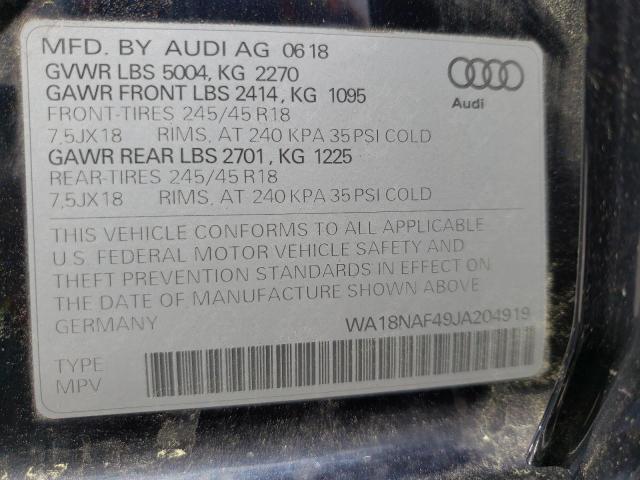 Photo 10 from auction – 2018 AUDI A4 ALLROAD with VIN WA18NAF49JA204919