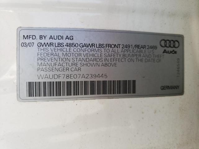 Photo 10 from auction – 2007 AUDI A4 2.0T QU with VIN WAUDF78E07A239445