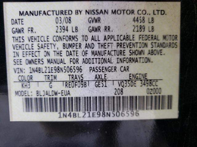 Photo 10 from auction – 2008 NISSAN ALTIMA 3.5 with VIN 1N4BL21E98N506596