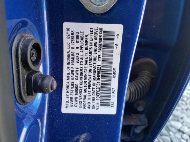 Photo 10 from auction – 2016 HONDA CIVIC LX with VIN 19XFC2F51GE096321