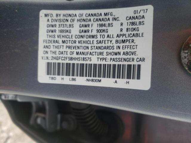 Photo 10 from auction – 2017 HONDA CIVIC LX with VIN 2HGFC2F58HH518575